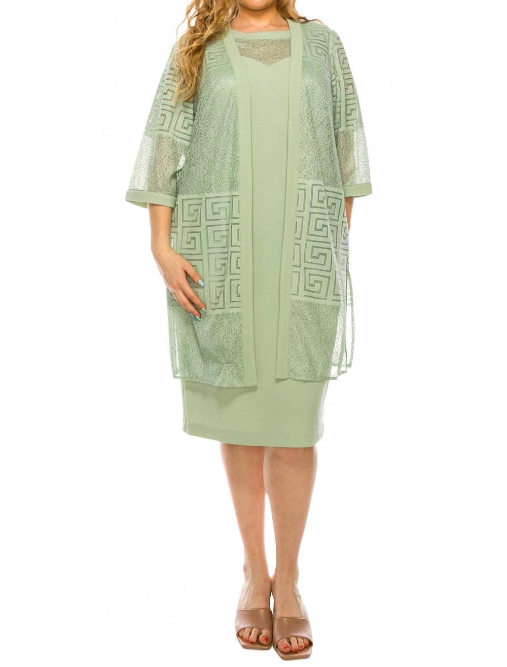 NEW MAYA BROOKE two piece 3/4 sleeve jacket dress set in sage